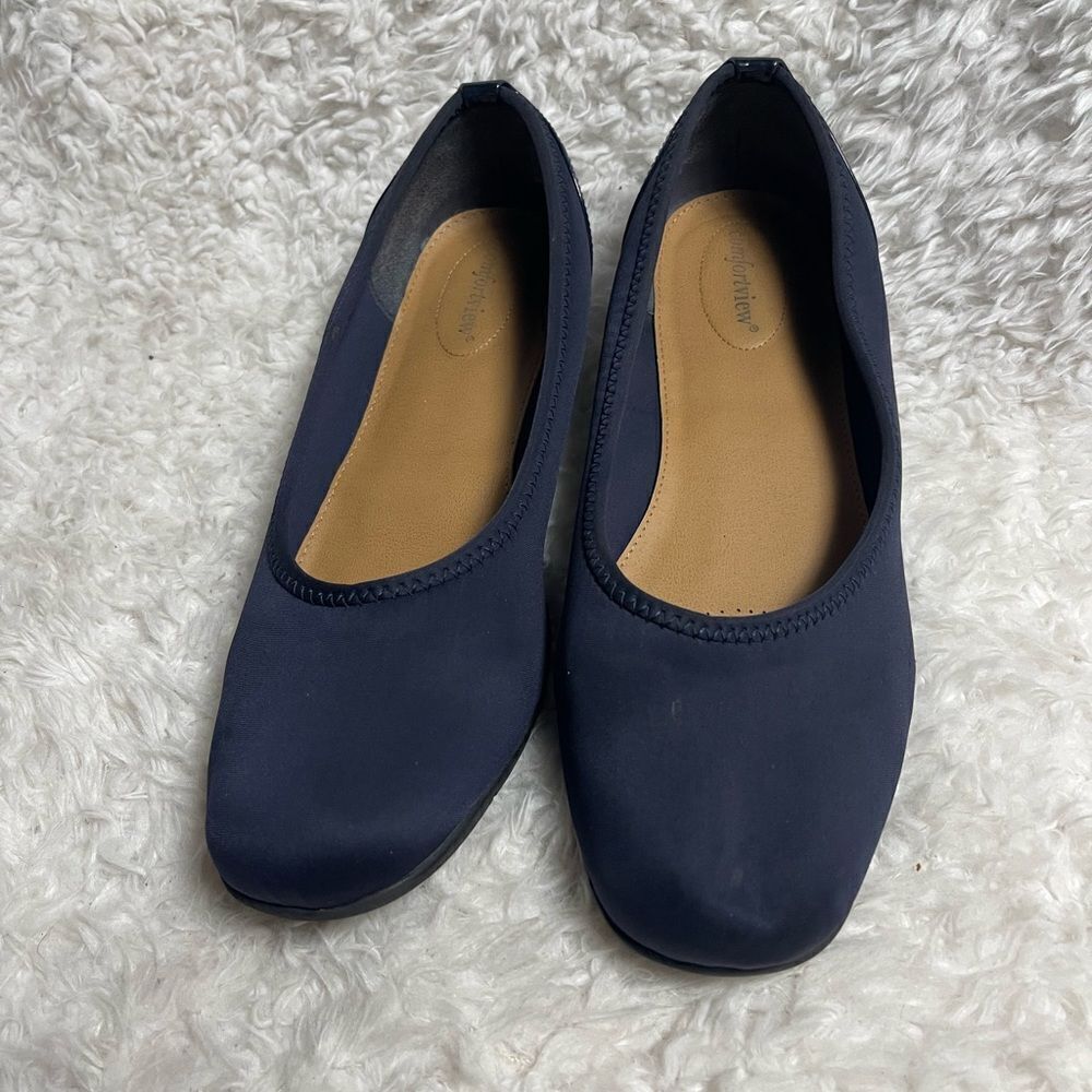 Comfortview Women's Wide Width The Lyra Flat Shoes Navy Size 12M